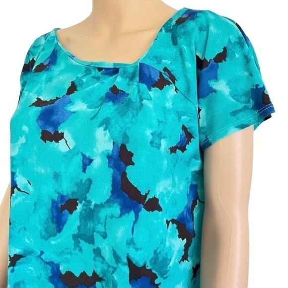 JACKLYN Smith watercolor tie-dye print blouse asymmetric ruffled neckline M - Picture 12 of 15